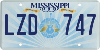 MS license plate LZD747