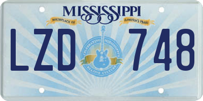 MS license plate LZD748