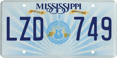 MS license plate LZD749