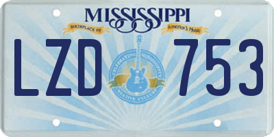 MS license plate LZD753