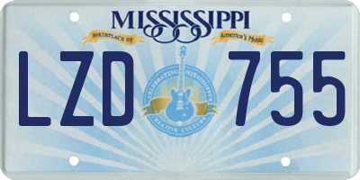 MS license plate LZD755