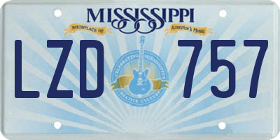 MS license plate LZD757