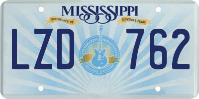 MS license plate LZD762