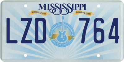 MS license plate LZD764