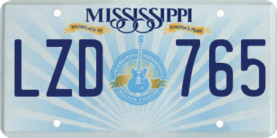 MS license plate LZD765
