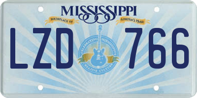 MS license plate LZD766
