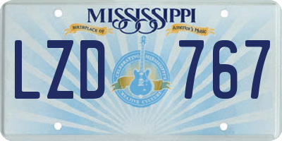 MS license plate LZD767