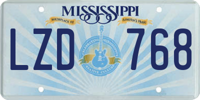 MS license plate LZD768