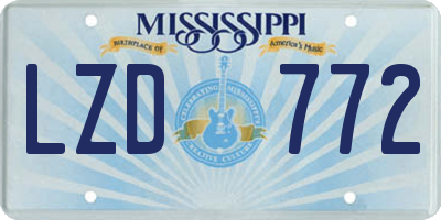 MS license plate LZD772