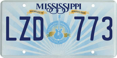 MS license plate LZD773