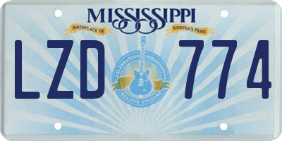 MS license plate LZD774
