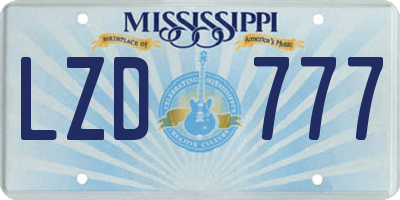 MS license plate LZD777