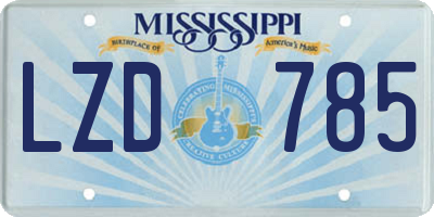 MS license plate LZD785
