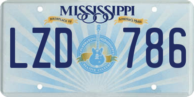 MS license plate LZD786