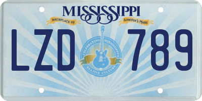 MS license plate LZD789