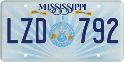 MS license plate LZD792