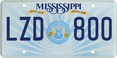 MS license plate LZD800