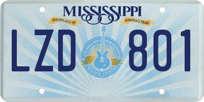 MS license plate LZD801