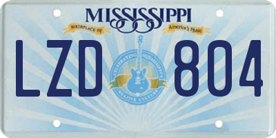 MS license plate LZD804