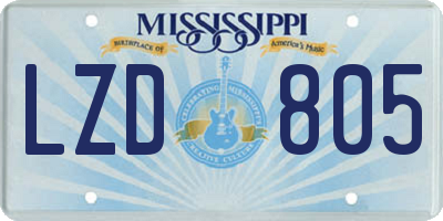 MS license plate LZD805