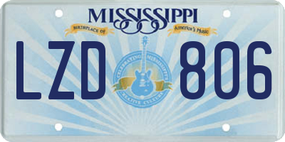 MS license plate LZD806