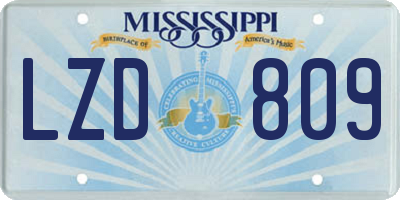 MS license plate LZD809