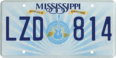 MS license plate LZD814