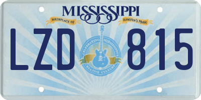 MS license plate LZD815