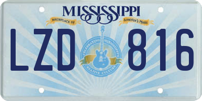 MS license plate LZD816