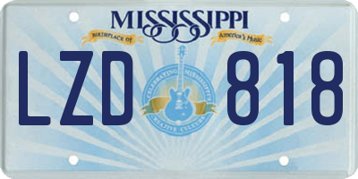 MS license plate LZD818