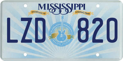 MS license plate LZD820
