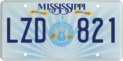MS license plate LZD821