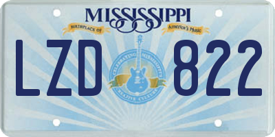 MS license plate LZD822