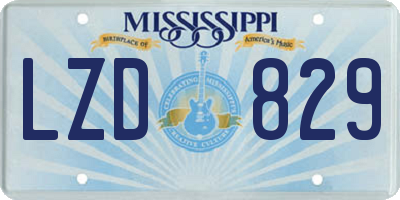 MS license plate LZD829