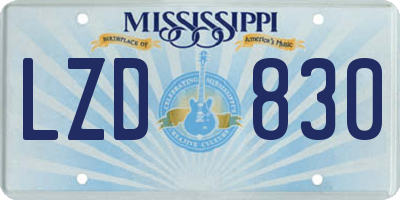 MS license plate LZD830
