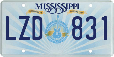 MS license plate LZD831