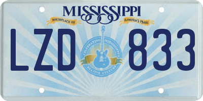 MS license plate LZD833
