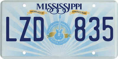 MS license plate LZD835
