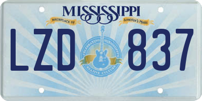 MS license plate LZD837