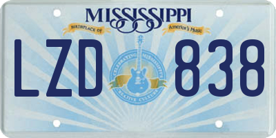 MS license plate LZD838