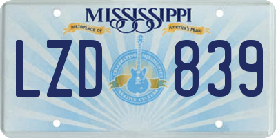MS license plate LZD839