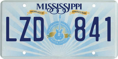 MS license plate LZD841