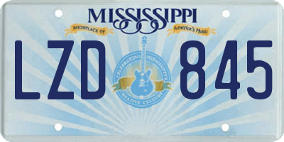 MS license plate LZD845