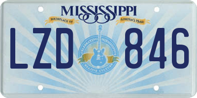 MS license plate LZD846