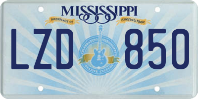 MS license plate LZD850