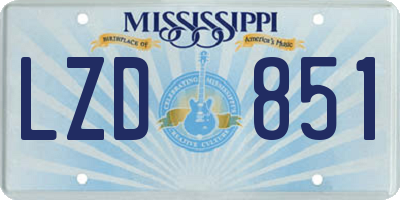 MS license plate LZD851
