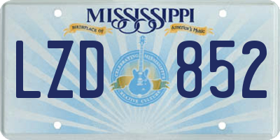 MS license plate LZD852