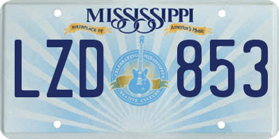 MS license plate LZD853