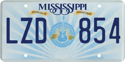 MS license plate LZD854