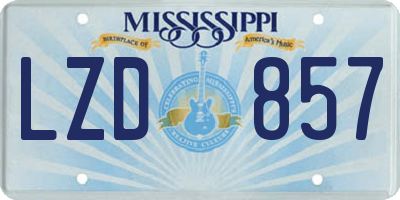 MS license plate LZD857